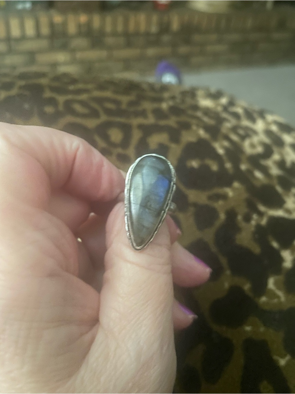 New Labradorite Statement Sterling  Silver Ring in Blue-Green Sheen Sz 9-9.5 - Picture 6 of 6